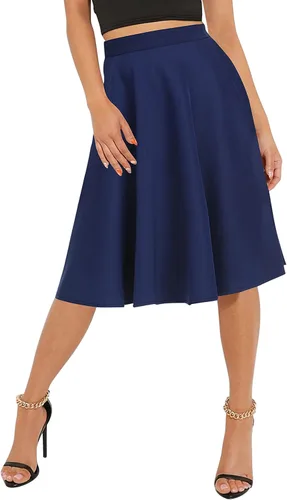 Vista 2 de Urban CoCo Falda midi acampanada básica con cintura elástica para mujer