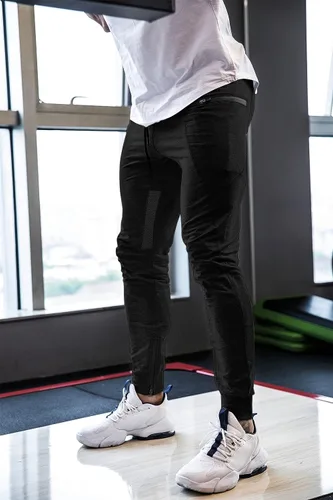 Vista 3 de MAIKANONG Pantalones deportivos para hombre, pantalones cónicos, informales, para entrenamiento, gimnasio, entrenamiento, pantalones ajustados