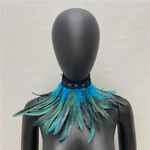 Vista 3 de MoreChioce Collar de plumas, cuello de plumas naturales para mujer y niña, decoración para disfraz de fiesta