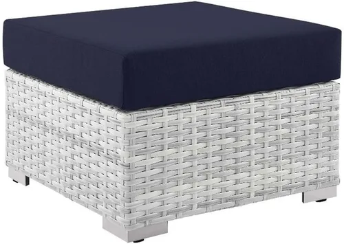 Vista 25 de Modway Convene - Otomana rectangular de mimbre para patio al aire libre, color gris claro