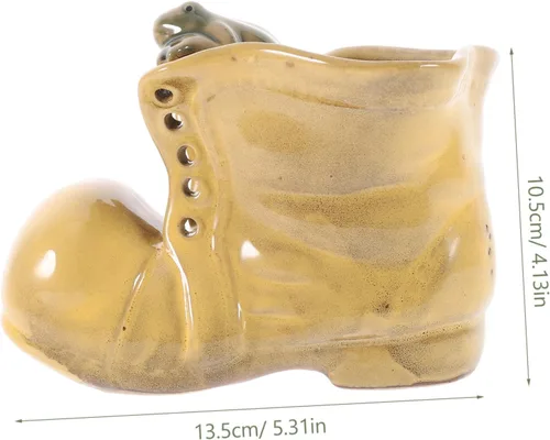 Vista 9 de Botas de dibujos animados en forma de suculenta maceta de cerámica para plantas de interior, oficina, ventana, alféizar decoración única
