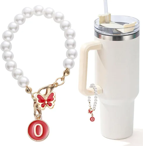 Vista 135 de Encanto de letra para Copa Stanley, accesorios de cadena de perlas, encantos de iniciales de Copa Stanley para asa, decoración de botella de agua