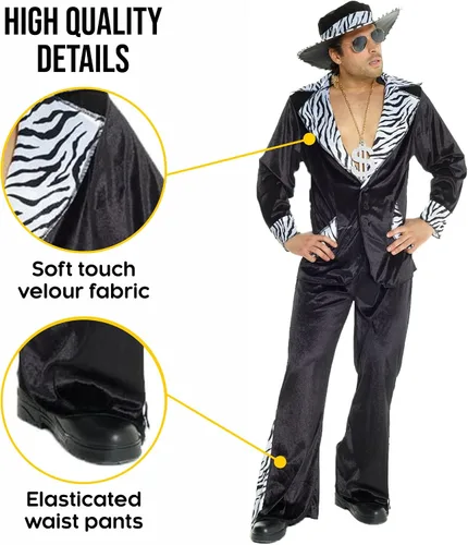 Vista 3 de Morph Disfraz de chulo para hombre, disfraz de chulo para hombre, disfraz de Halloween de chulo, traje de chulo de los años 70, disfraz de los años