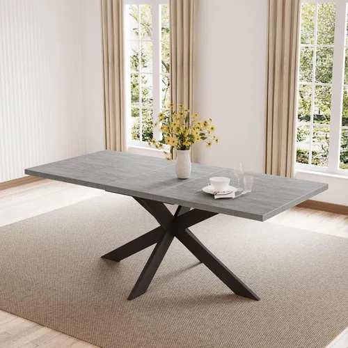 Vista 5 de ZckyCine Juego de mesa de comedor moderna para 6-8 personas para comedor, juego de mesa de cocina con patas de acero