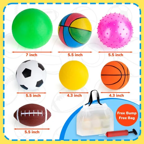 Vista 4 de Pelotas para niños pequeños de 1 a 3 años, pelota deportiva para niños pequeños, juguetes al aire libre, juego de 7 bolas de espuma para niños