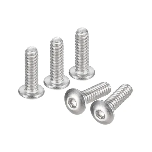 Vista 17 de uxcell #2-56x1 Tornillos con cabeza de botón y muesca hexagonal, 50 unidades de pernos hexagonales de acero inoxidable 304, tornillos allen de rosca