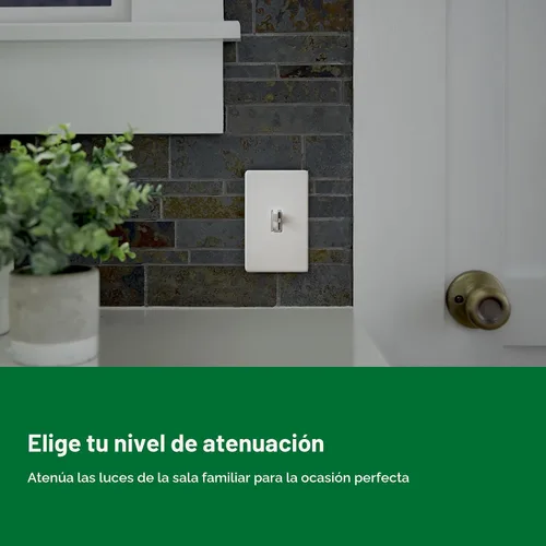 Vista 6 de Lutron Ariadni/Toggler LED+ Interruptor Regulador de Luz para LED Regulable, Halógeno e Incandescente Interruptor Dimmer, 150W, Unipolar/3-Vías