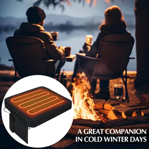 Vista 4 de Thyle 2 Piezas Cojín de Asiento Calefactado Portátil Sin Respaldo para Estadio, Almohadilla de Asiento Impermeable Sin Respaldo, Alimentación USB