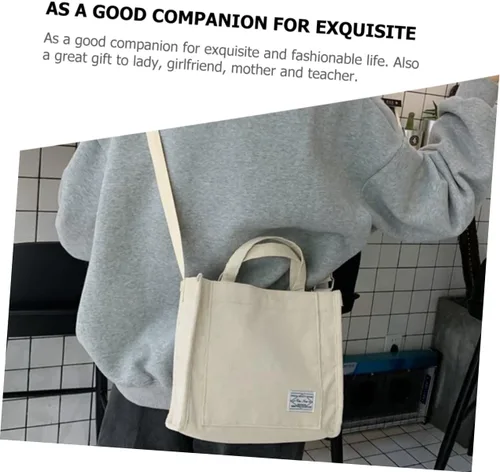 Vista 2 de PACKOVE Bolsas de hombro de paja para mujer, mini bolsa de mano para escuela, lindas bolsas de mano de pana