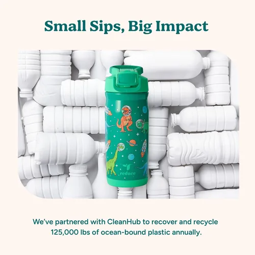 Vista 13 de Reduce Hydrate Pro Kids - Botella de agua aislada de acero inoxidable de 14 onzas con pajilla, vaso a prueba de derrames para niños, retención