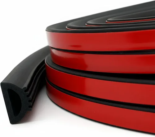 Vista 10 de Pangda Tira de sellado de 4 m en forma de D de goma para clima, espuma autoadhesiva, tira de sello de EPDM para reducción de ruido, impermeable y a