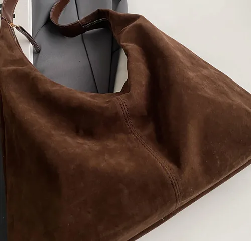 Vista 6 de Bolsas de hombro de gamuza holgada para mujer, bolso de mano para mujer, bolso de mano para mujer, bolso de trabajo, bolso de media luna, bolso