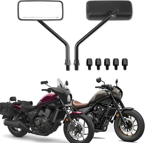 Vista 9 de JMTBNO Espejos universales negros para motocicleta de 0.315 in y 0.394 in, espejo lateral plegable compatible con Cruiser Suzuki Honda Victory ATV