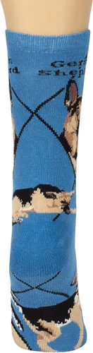 Vista 3 de Calcetines de algodón azul de perro pastor alemán, talla única, 9-11, Azul