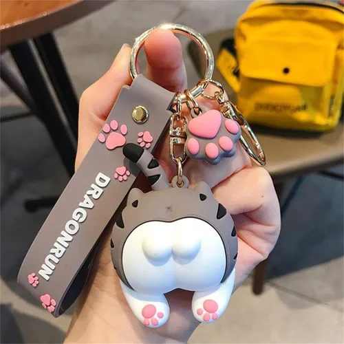 Vista 6 de Gokmnjiuh Llavero de gato de dibujos animados con llavero de metal para llavero de coche, accesorios para niñas y mujeres