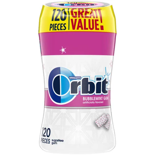 Vista 3 de ORBIT Gum Bubblemint - Goma de mascar sin azúcar, sabor menta sin azúcar, 120 botellas resellables a granel