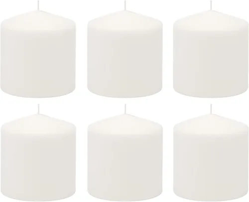 Vista 11 de Stonebriar Paquete de 3 velas altas de 3 x 3 pulgadas, 18 horas de larga duración, sin perfume, de cera blanca