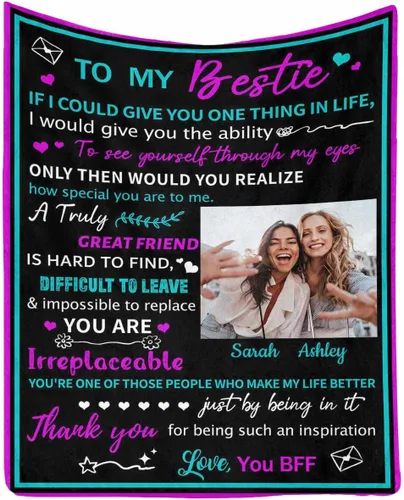 Vista 10 de Regalos de cumpleaños para mujeres, manta de amistad personalizada con tus fotos, manta personalizada con mis propias imágenes para hermanas