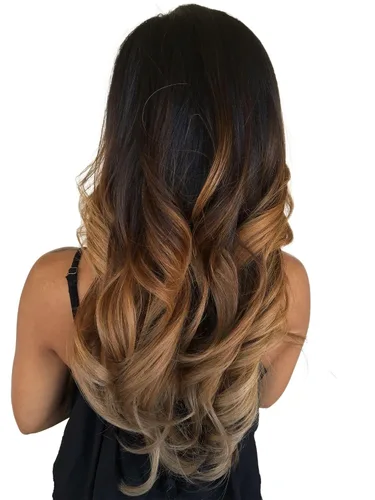 Vista 16 de Tressmatch 16 pulgadas (18 pulgadas) Remy extensiones de cabello humano clip en ombre apagado Negro/Medio/Castaña café Full Head Volumen Set 9