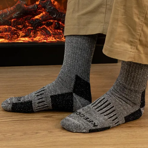 Vista 8 de KEECOW Calcetines de lana merino para hombres y mujeres, térmicos, cálidos, de invierno, acolchados, calcetines para senderismo, trabajo, correr, 3