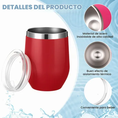 Vista 3 de Baderke - Vaso de vino aislado de 12 onzas con tapa, rosa degradado, 16 Gradiente Rosa