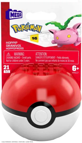 Vista 6 de MEGA Pokemon Hoppip - Juego de construcción con 21 ladrillos y piezas compatibles y Poke Ball, juego de regalo de juguete para edades de 6 años