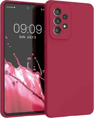 Vista 14 de kwmobile Funda compatible con Samsung Galaxy A32 5G - Funda de silicona TPU con acabado suave - Rosa impresionante