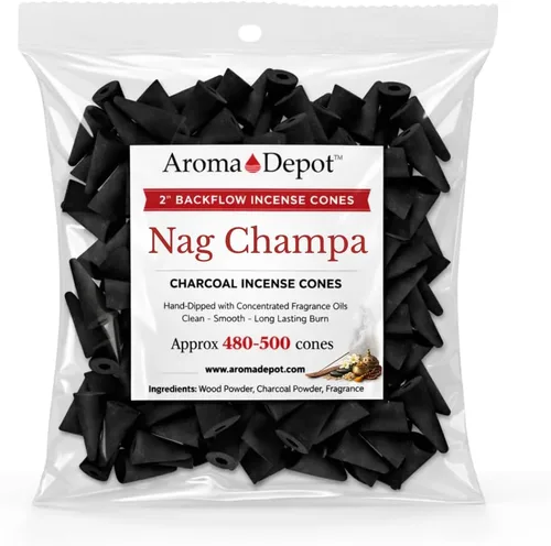 Vista 8 de Conos de incienso de carbón de reflujo Nag Champa de 2 pulgadas (10 conos)