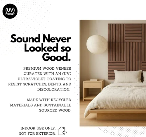 Vista 7 de Paneles acústicos de pared absorbentes de sonido - RT60X UV Coated Wood Panels for Wall, 12mm Ultra High Density 6K PET, Flame-Retardant, For Home