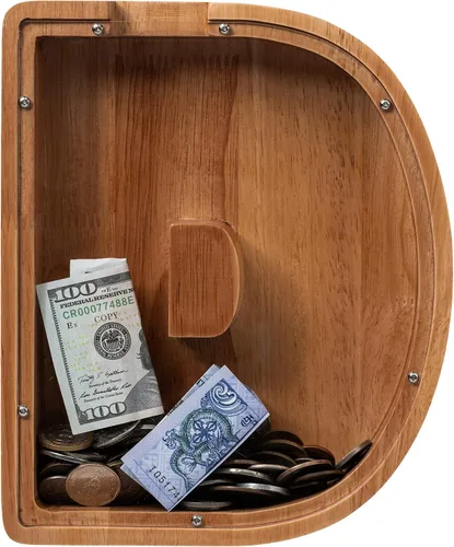 Vista 83 de Alcancía para niños y niñas, alcancía de madera con letra grande del alfabeto con inicial A, banco de monedas, regalos divertidos para cumpleaños