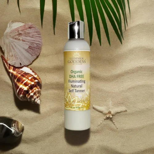 Vista 4 de Glimmer Goddess Autobronceador orgánico sin DHA - Loción bronceadora sin sol (oscuro), 8 onzas