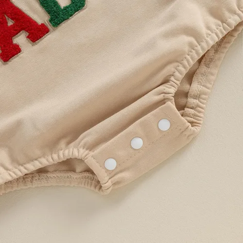 Vista 4 de Kupretty Ropa de otoño e invierno para bebé recién nacido, sudadera con bordado de Papá Noel, mameluco de Navidad con burbujas
