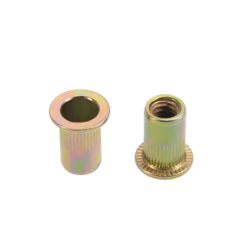 Vista 2 de Uxcell tuerca cabeza plana para insertar, 100 piezas chapado en zinc de acero al carbono Rivet Nutsert 1/4 – 20 unc