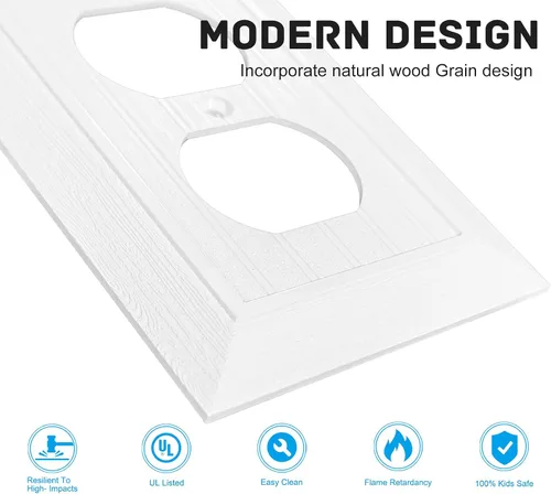 Vista 2 de Placa Decorativa Moderna para Pared con Diseño de Veta de Madera Retro, Cubierta de Interruptor, Cubierta de Tomacorriente para Interruptor de Luz