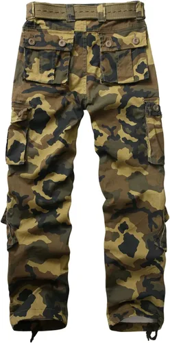 Vista 2 de Pantalones cargo de trabajo para mujer, de algodón, con 8 bolsillos, informal, estilo de combate militar