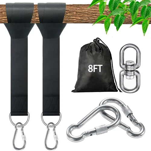 Vista 9 de Kit de correas colgantes para columpio de árbol - 3 pies/8 pies/15 pies/20 pies/30 pies, fuerte y duradero - Capacidad de hasta 5000 libras