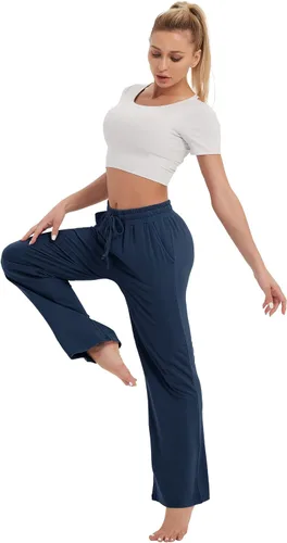 Vista 4 de SPECIALMAGIC Women's Loose Yoga Pants Sweatpants Joggers with Pockets Wide Leg Drawstring Pajama Pants