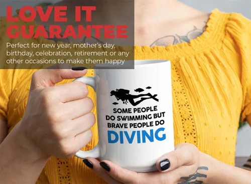 Vista 60 de Taza de café de buceo de 11 onzas, color negro, sumerge en la felicidad, actividades de respiración subacuática, pasatiempos, natación, ascenso