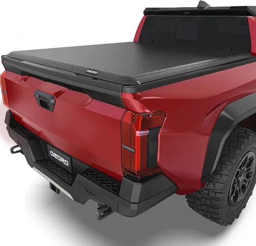 Vista 12 de oEdRo - Cubierta suave de tres pliegues para plataforma de camioneta, compatible con Toyota Tacoma 2005-2015 con plataforma Fleetside de 5 pies
