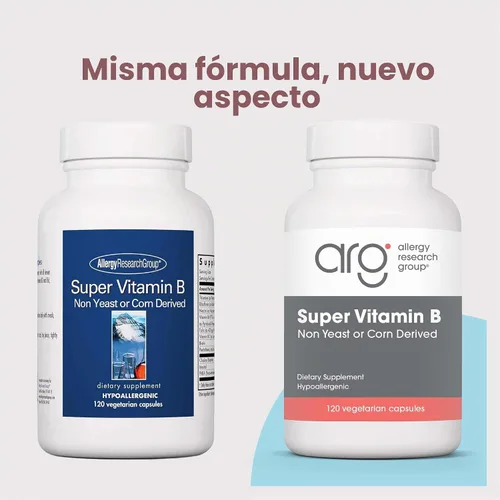 Vista 2 de Allergy Research Group ARG Super Vitamina B Complejo B, 120 Cápsulas