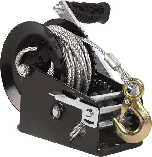 Vista 10 de Cabrestante de mano resistente para remolque de barco de capacidad de 800 libras con cable de acero de 33 pies, relación 3.2:1, correa de manivela