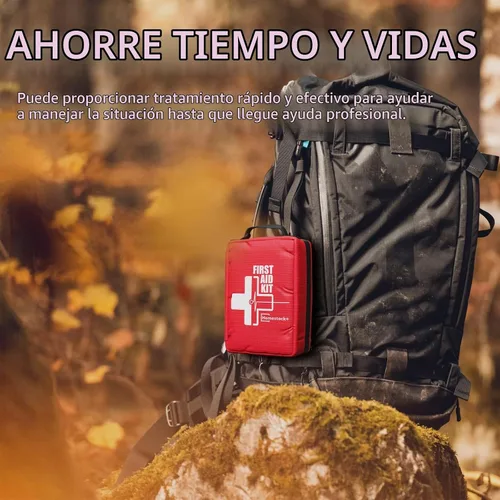 Vista 6 de Pequeños botiquines de primeros auxilios, botiquín de primeros auxilios de viaje con compartimentos etiquetados, sistema Molle, kit médico compacto