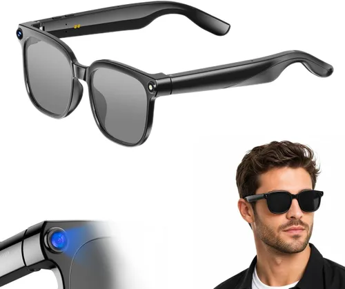 Vista 9 de GS07 - Lentes de sol fotocromáticos inteligentes, lentes de luz azul para hombres, Bluetooth 5.4, micrófono de sonido abierto y altavoces