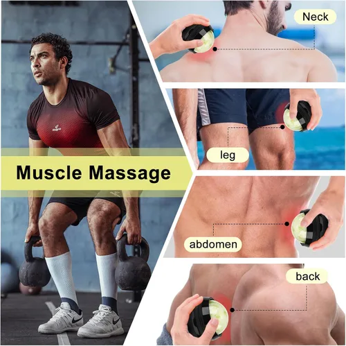 Vista 3 de ideayard Bola de rodillo de masaje en frío, herramienta de piedra de masaje, bola de jade para aliviar el frío y el calor, dolores musculares