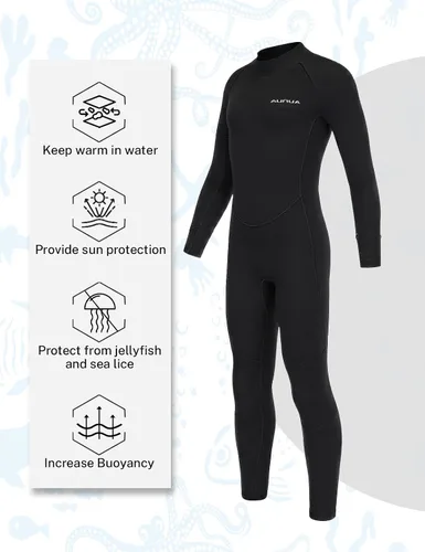 Vista 5 de Traje de neopreno para niños y niñas, traje de neopreno completo de 3/0.079 in y traje corto de 0.118 in para natación, surf