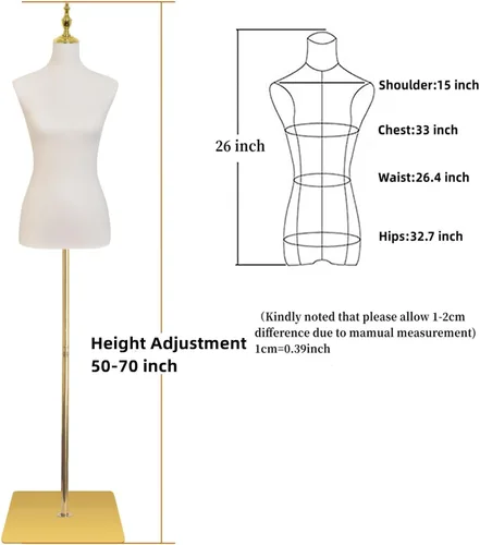 Vista 2 de EaseHome Maniquí de forma de vestido, altura ajustable de 54 a 76 pulgadas, torso de maniquí femenino, soporte de cuerpo con soporte desmontable
