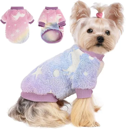 Vista 10 de Suéteres para perros pequeños, niña, perro macho, suéter, forro polar suave, ropa de invierno para mascotas, niño, niña, sudaderas de felpa, Negro