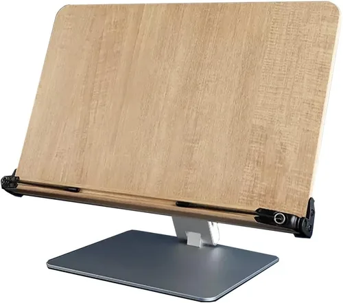 Vista 8 de GIZNXBA Soporte de libro para lectura de altura ajustable con clip de papel, soporte plegable manos libres, soporte de libro de texto para lectura