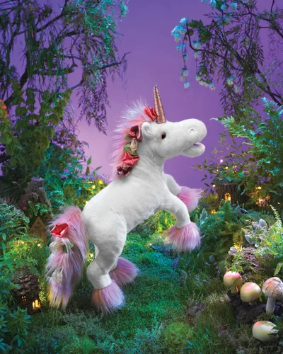 Vista 5 de Folkmanis Unicornio, blanco, rosa