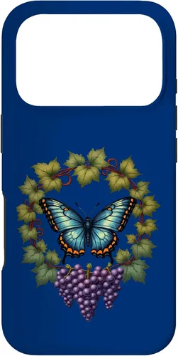 Vista 29 de Blue Winged Diana Fritillary Butterfly and Grape Vine Case for iPhone XR